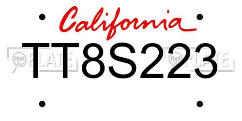 TT8S223 California License Plate