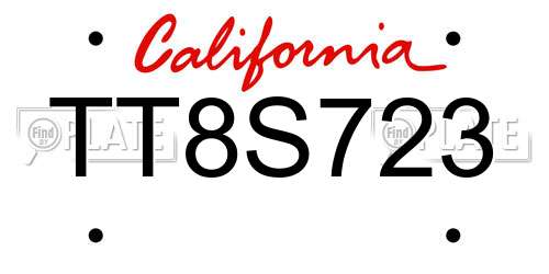 TT8S723 California License Plate