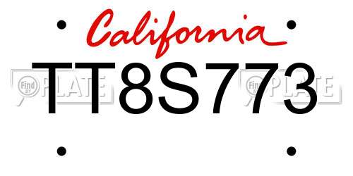 TT8S773 California License Plate