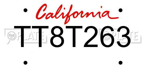 TT8T263 California License Plate