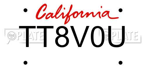 TT8V0U California License Plate