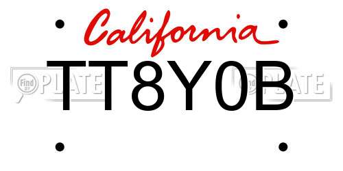 TT8Y0B California License Plate