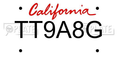 TT9A8G California License Plate