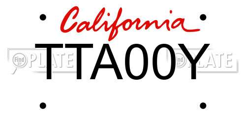 TTA00Y California License Plate