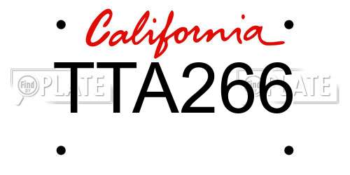 TTA266 California License Plate