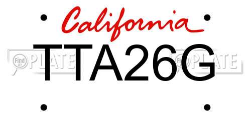 TTA26G California License Plate