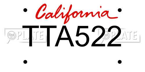 TTA522 California License Plate
