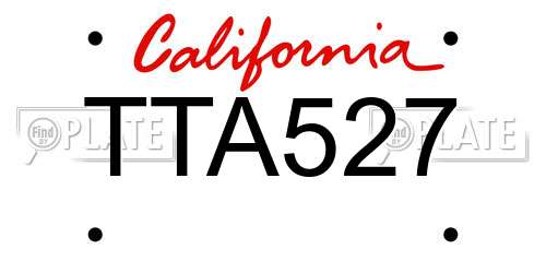TTA527 California License Plate