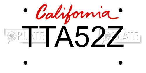 TTA52Z California License Plate
