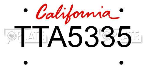 TTA5335 California License Plate