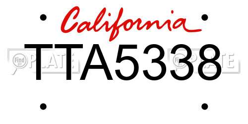 TTA5338 California License Plate