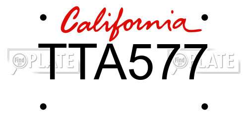 TTA577 California License Plate