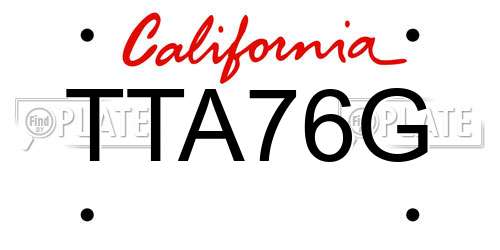 TTA76G California License Plate