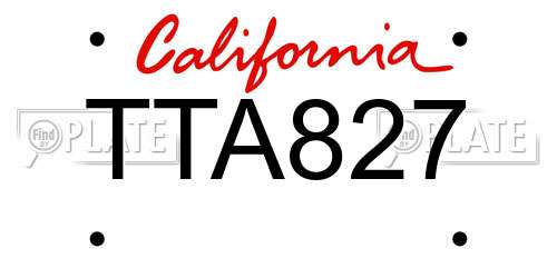 TTA827 California License Plate