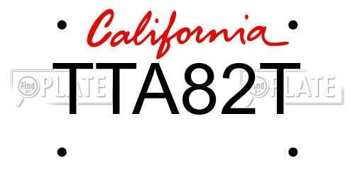 TTA82T California License Plate