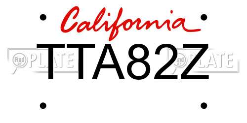 TTA82Z California License Plate