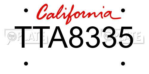 TTA8335 California License Plate