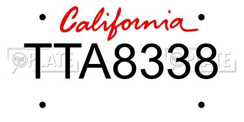 TTA8338 California License Plate