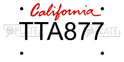 TTA877 California License Plate