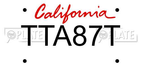 TTA87T California License Plate