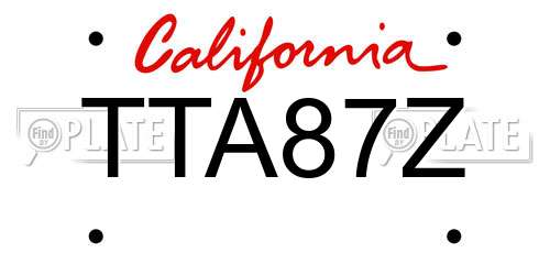TTA87Z California License Plate