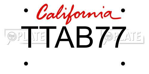 TTAB77 California License Plate