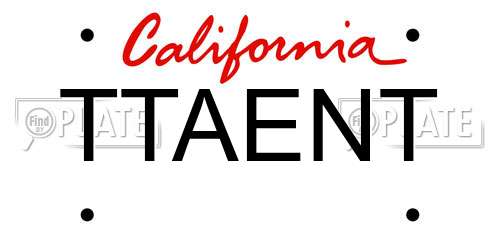 TTAENT California License Plate