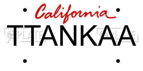 TTANKAA California License Plate