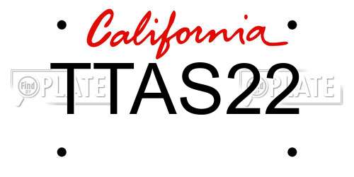 TTAS22 California License Plate