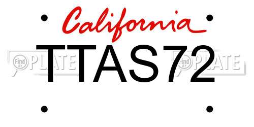 TTAS72 California License Plate
