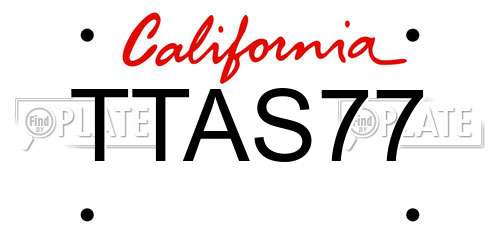TTAS77 California License Plate