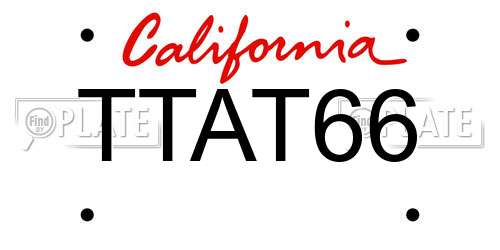 TTAT66 California License Plate