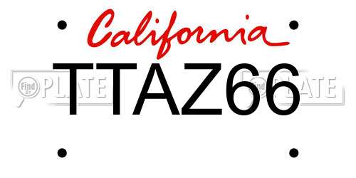 TTAZ66 California License Plate