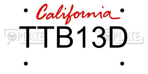TTB13D California License Plate