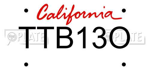 TTB13O California License Plate