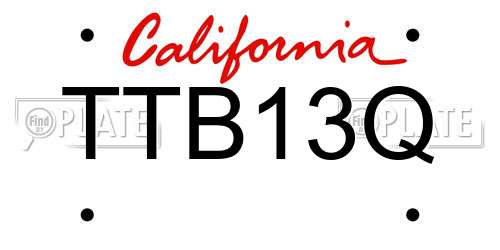 TTB13Q California License Plate
