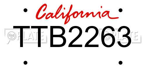 TTB2263 California License Plate