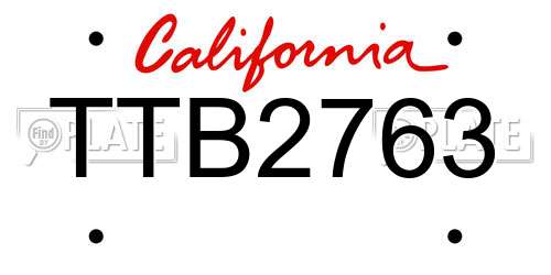 TTB2763 California License Plate