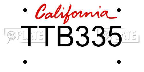 TTB335 California License Plate