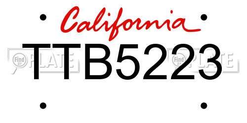 TTB5223 California License Plate