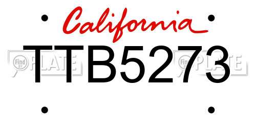 TTB5273 California License Plate