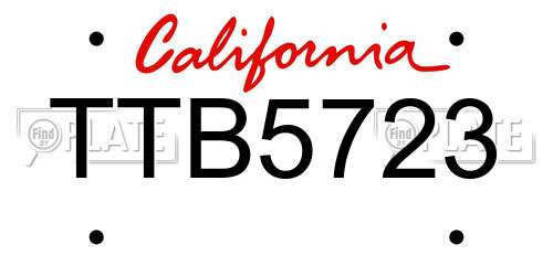 TTB5723 California License Plate
