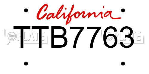 TTB7763 California License Plate
