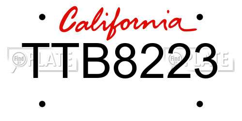 TTB8223 California License Plate