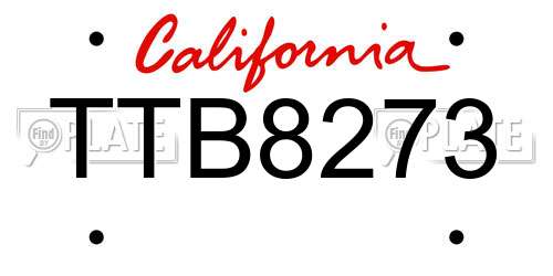 TTB8273 California License Plate