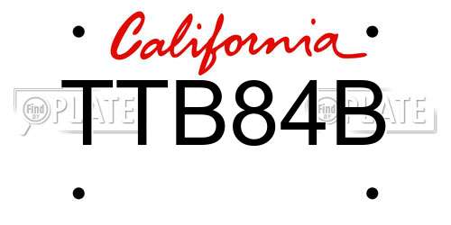 TTB84B California License Plate