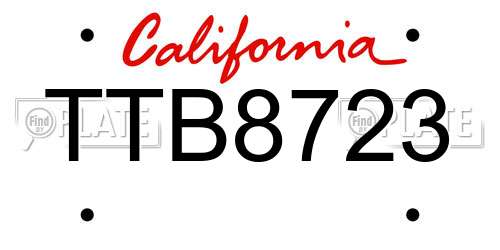TTB8723 California License Plate