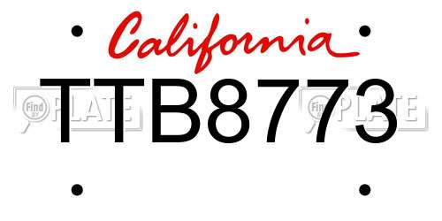 TTB8773 California License Plate