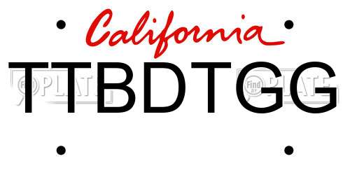 TTBDTGG California License Plate