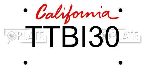 TTBI30 California License Plate